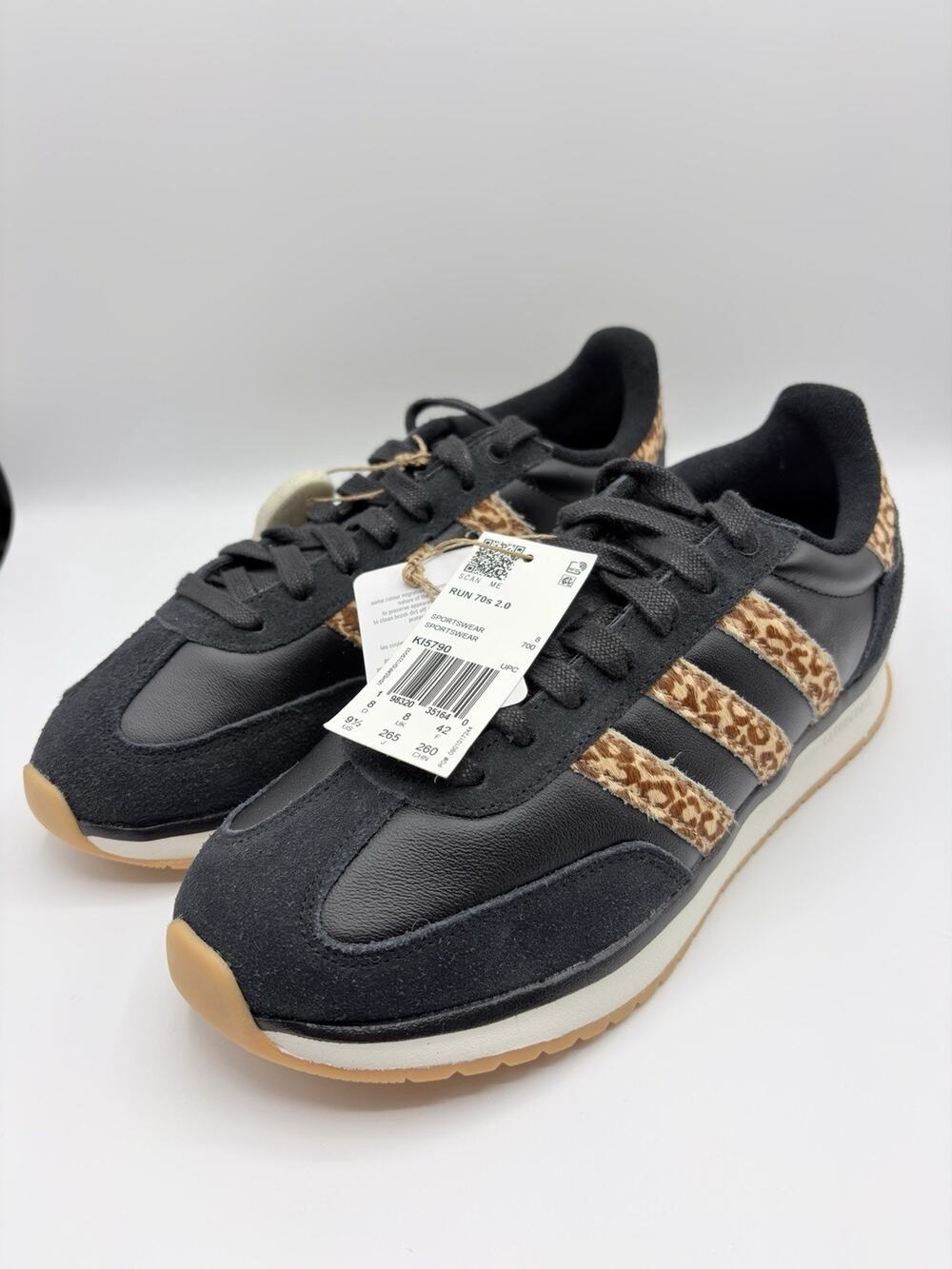 adidas Run 70s 2.0 Women Low Top Lace-Up Shoes Black Leopard Print KI5790 Sz 9.5